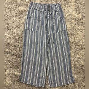 Abercrombie & Fitch Blue and White Striped Wide-Leg Pants
